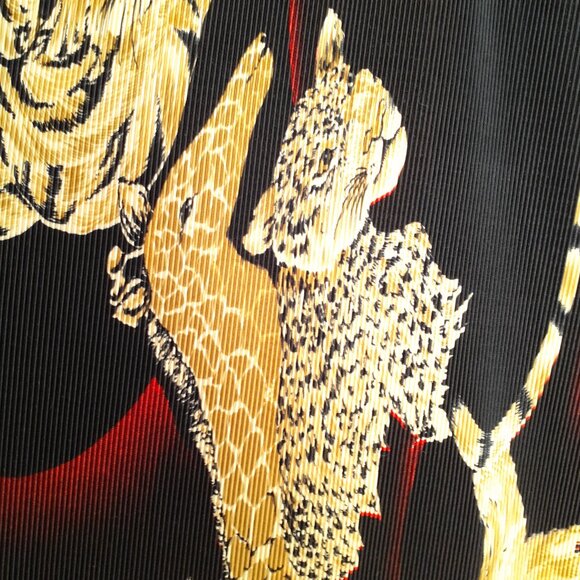 LS Collections Accordion Pleat Open Front Novelty Lion Tiger Jacket Black Size L - Picture 12 of 14